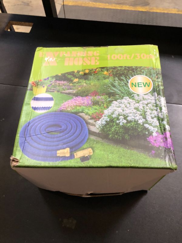 Photo 1 of Expandable Garden Hose 100 ft, 2025 Upgraded Flexible Water Hose 100ft with 10 Function Spray Nozzle, Lightweight, No Kink, Retractable Expanding Hose With 3/4" Solid Brass Fittings