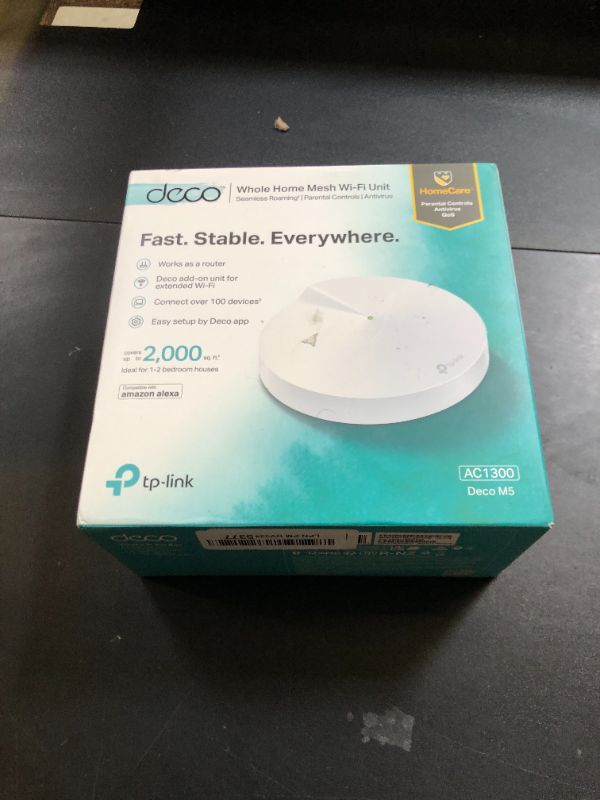 Photo 1 of TP-Link Deco Mesh WiFi Router (Deco M5) – Dual Band Gigabit Wireless Router, Quad-core CPU, MU-MIMO, HomeCare, Parental Control, Up to 2,000 sq. ft. Coverage, Works with Alexa, 1-pack