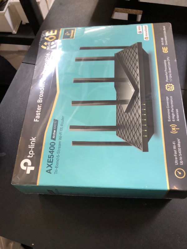 Photo 1 of TP-Link AXE5400 Tri-Band WiFi 6E Router (Archer AXE75)- Gigabit Wireless Internet Router, ax Router for Gaming, VPN Router, OneMesh, WPA3, Black