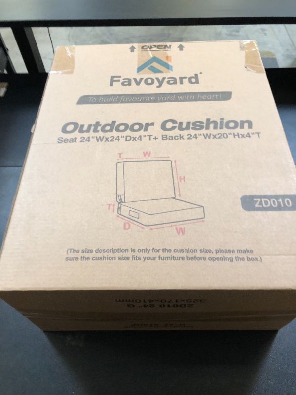 Photo 1 of Favoyard Deep Seat Patio Cushion Set 24 x 24 Inch Waterproof Outdoor Chair Cushions for Patio Furniture with Fade Resistant and Removable Cover with Handle & Adjustable Straps for Patio, Yard, Garden