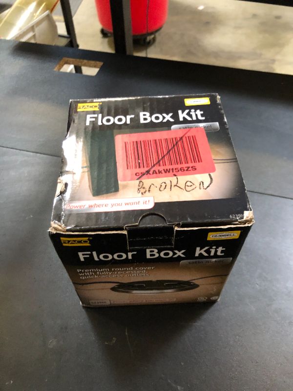 Photo 1 of RACO 6239NI Floor Kit with Recessed Duplex 15A TR Device and Adjustable Steel Box, 1-Gang, Nickel