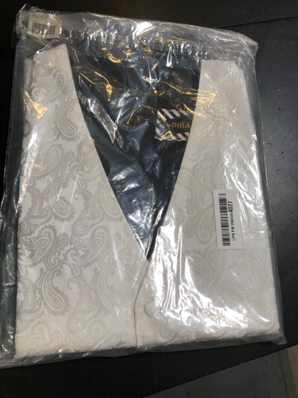 Photo 1 of DiBanGu Mens Vest and Bow Tie Sets White Suit Vests Paisley Vest and Tie Pocket Square Cufflinks Prom Wedding