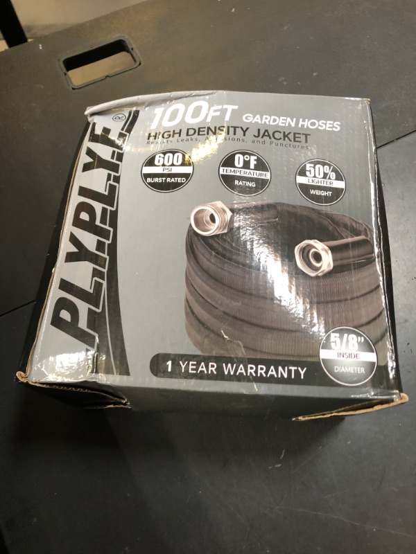 Photo 1 of 100ft Non-Expanding Garden Hose – Ultra-Light, Kink-Free, High-Pressure, Abrasion-Resistant, Durable, All-Weather, Eco-Friendly, Black&Gray