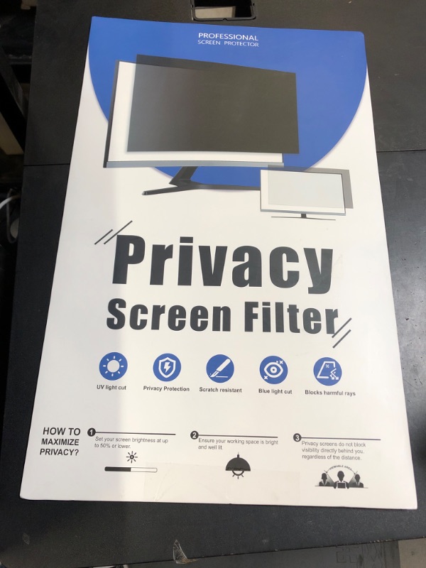 Photo 1 of [2 Pack] 24 Inch Computer Privacy Screen for 16:10 Aspect Ratio Widescreen Monitor, Eye Protection Anti Glare Blue Light Computer Monitor Privacy Filter, Removable Anti-Scratch 24in Protector Film