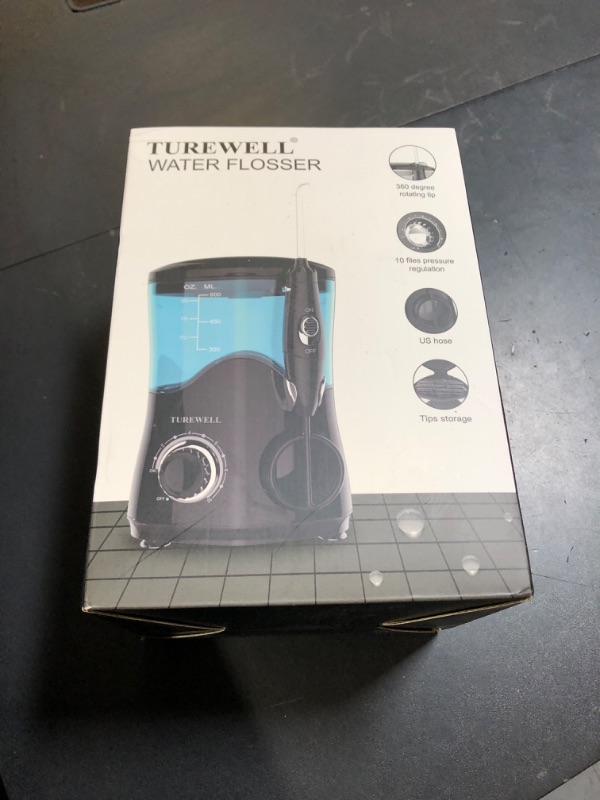 Photo 1 of TUREWELL FC162 Water Dental Flosser for Teeth/Braces,10 Pressure Levels, 8 Water Jet Tips for Family, 600ML Electric Water Dental Oral Irrigator for Teeth-Clean (Black)