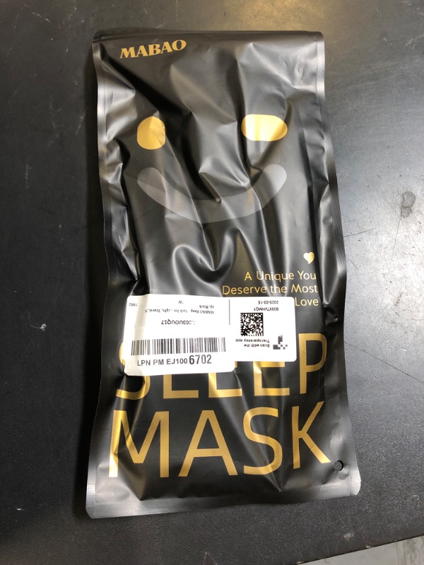 Photo 1 of MABAO Sleep Mask for Side Sleeper, Eye Mask for Sleeping Women Men, 3D Contoured Cup No Eye Pressure 100% Light Blocking Sleeping Mask with Adjustable Strap Night Blindfold Flight, Travel, Nap, Black