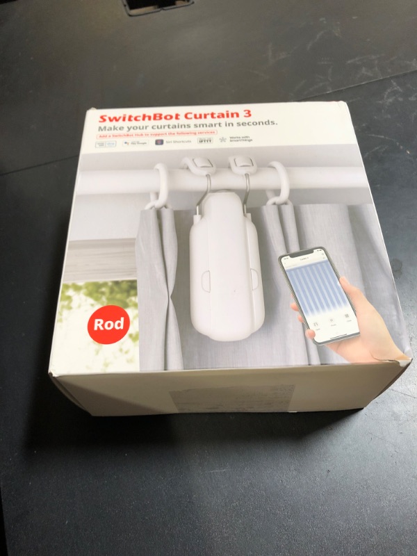 Photo 1 of SwitchBot Automatic Curtain Opener - Bluetooth Remote Control Smart Curtain with App/Timer, Upgraded High-Performance Motor, Add SwitchBot Hub to Work with Alexa, Google Home, HomeKit (Curtain 3, Rod)