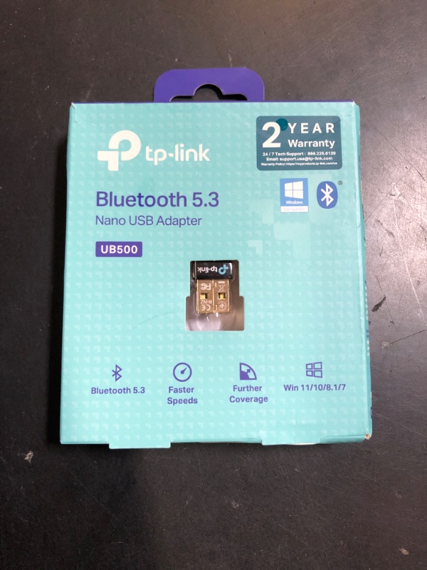 Photo 1 of TP-Link USB Bluetooth Adapter for PC, Bluetooth 5.0/5.3 Dongle Receiver, Plug and Play, Nano Design, EDR & BLE, Supports Windows 11/10/8.1/7 for Desktop, Laptop, PS5/PS4/Xbox Controller (UB500)