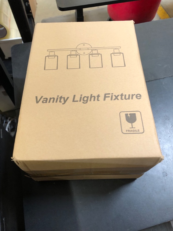 Photo 1 of 4-Light Bathroom Light Fixtures, Matte Black Modern Vanity Lights Over Mirror with Clear Glass Shade, Bathroom Wall Lamp for Mirror Kitchen Living Room Hallway Cabinet Porch Bedroom Reading room