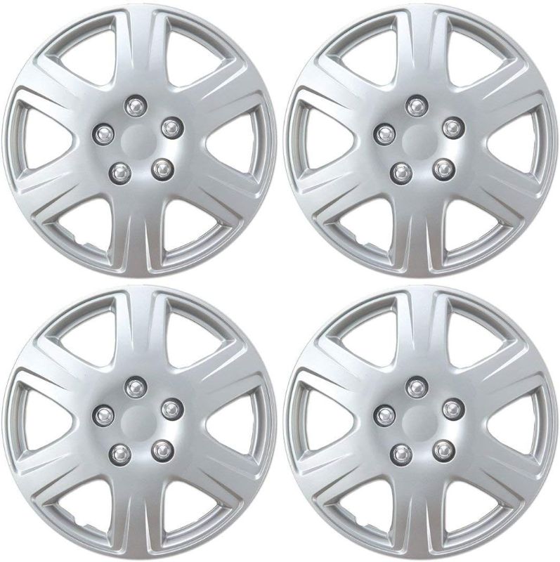 Photo 1 of BDK HK993 Silver 15" Hubcaps Wheel Covers for Toyota Corolla (15 inch) – Four (4) Pieces Corrosion-Free & Sturdy – Full Heat & Impact Resistant Grade – OEM Replacement, 4 Pack