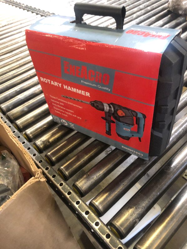 Photo 1 of ENEACRO 1-1/4 Inch SDS-Plus 12.5 Amp Heavy Duty Rotary Hammer Drill, Safety Clutch 3 Functions with Vibration Control Including Grease, Chisels and Drill Bits with Case