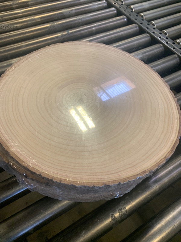 Photo 1 of Set of (10) 12-13 Inches Large Wood Slices, Wood Centerpieces for Tables, Wood Slices for Centerpieces, Unfinished Wood Rounds for Wedding, Baby Shower, Party, Natural Paulownia Wooden Slabs