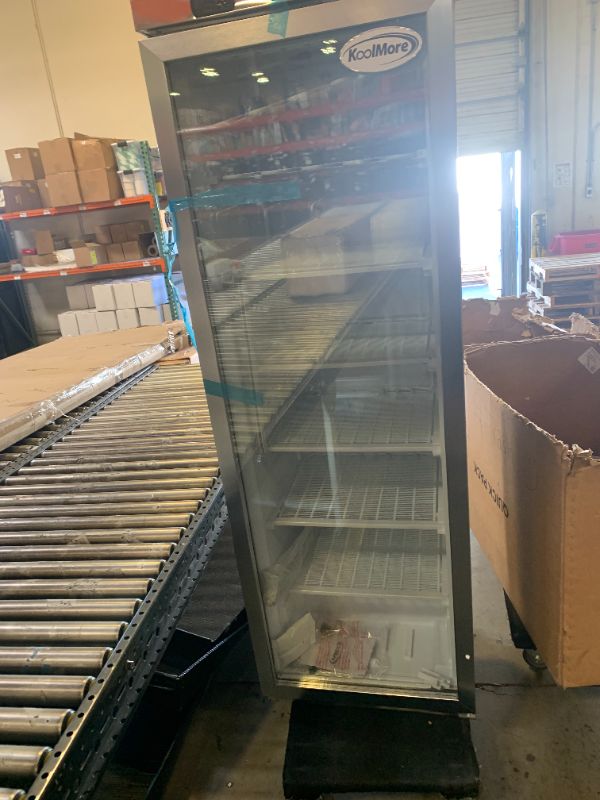 Photo 1 of KoolMore KM-FMD12SGD 12 Cu. ft. Commercial Freezer with Glass Door in Stainless Steel-Manual Defrost, Stainless-Steel