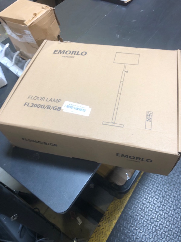Photo 1 of EMORLO Marble Gold Floor Lamp for Living Room, Adjustable Height Modern Dimmable Floor Lamp with Remote Control, Gold Standing Lamp for Bedroom, Office, 12W LED Bulb Included, White lampshade