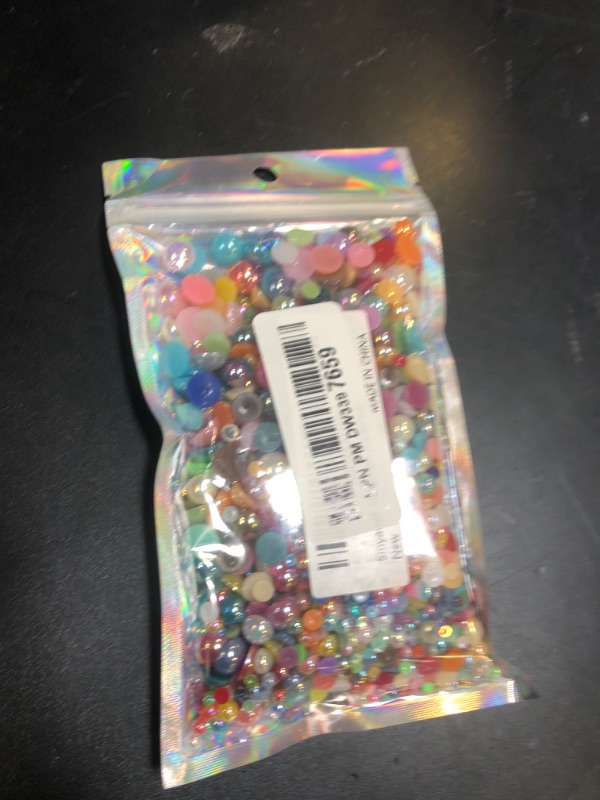 Photo 1 of 100g Flatback Pearls for Crafts,Assorted Sizes Half Round Pearl Beads Rhinestones for Nails,Pearl Flatback Resin Cabochons Beads for DIY Crafts Decoration (Colorful)