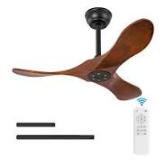 Photo 1 of BOJUE 36 Inch Solid Wood Ceiling Fans without Lights, 6 Speeds,Reversible DC Motor, Noiseless, Black Ceiling Fan No Light, Modern Indoor Outdoor Ceiling Fan with Remote for Patio Living Room Bedroom