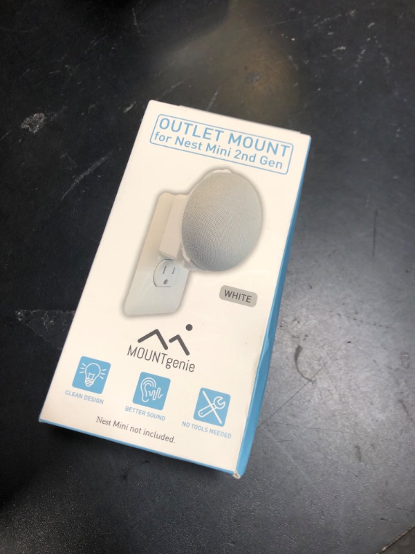 Photo 1 of The Nest Mini Easy Genie Mount 2nd Gen 2019: The Simplest and Cleanest Outlet Wall Mount Hanger Stand for New Google Nest Mini - No Cord Wrapping Required - Designed in USA (White)