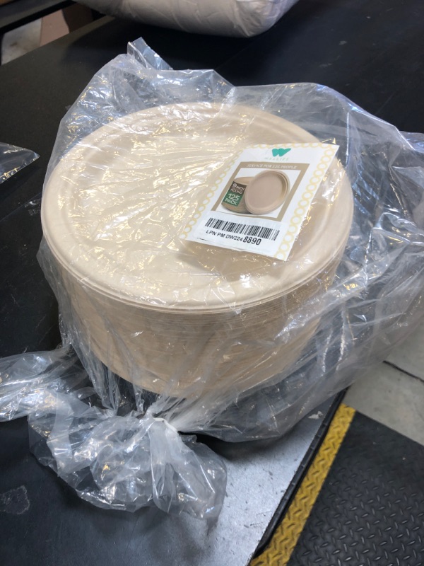 Photo 1 of WELLIFE 100% Compostable Paper Plates 9 Inch, 125-Pack Heavy Duty Paper Plates Bulk,Biodegradable Bagasse,Eco-Friendly Disposable Dinner Plate for BBQ,Picnic,Party (BPI Certified,Microwaveable)