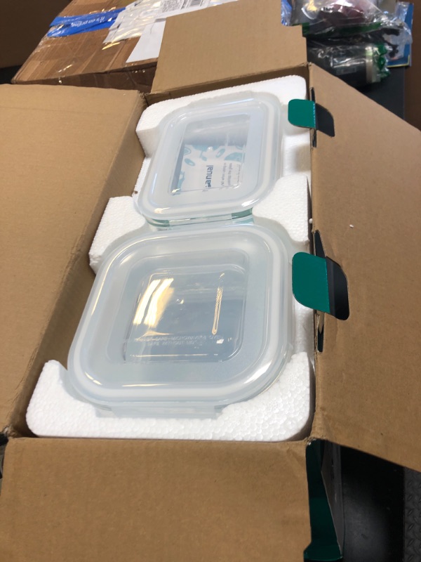 Photo 1 of HOMBERKING 24pc Glass Food Storage Containers with Lids, Glass Meal Prep Containers, Airtight Glass Bento Boxes, BPA Free & Leak Proof, Pantry Kitchen Storage(12 lids & 12 Containers) - White