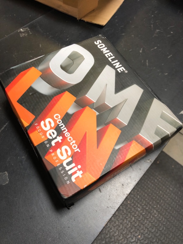 Photo 1 of SOMELINE® Automotive Wire Connectors Crimp Tool Kit, Crimper for 24-14 AWG Non-Insulated Quick Disconnect Terminals, with 2-9 Pin 2.8mm/6.3mm Plugs & Sockets, Includes Wire Stripper