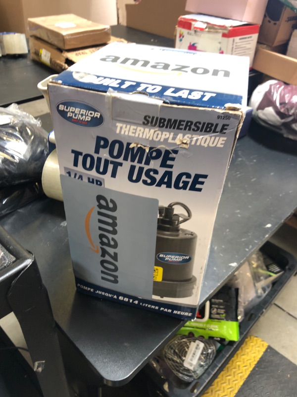 Photo 1 of Superior Pump 91250 1800GPH Thermoplastic Submersible Utility Pump with 10-Foot Cord, 1/4 HP