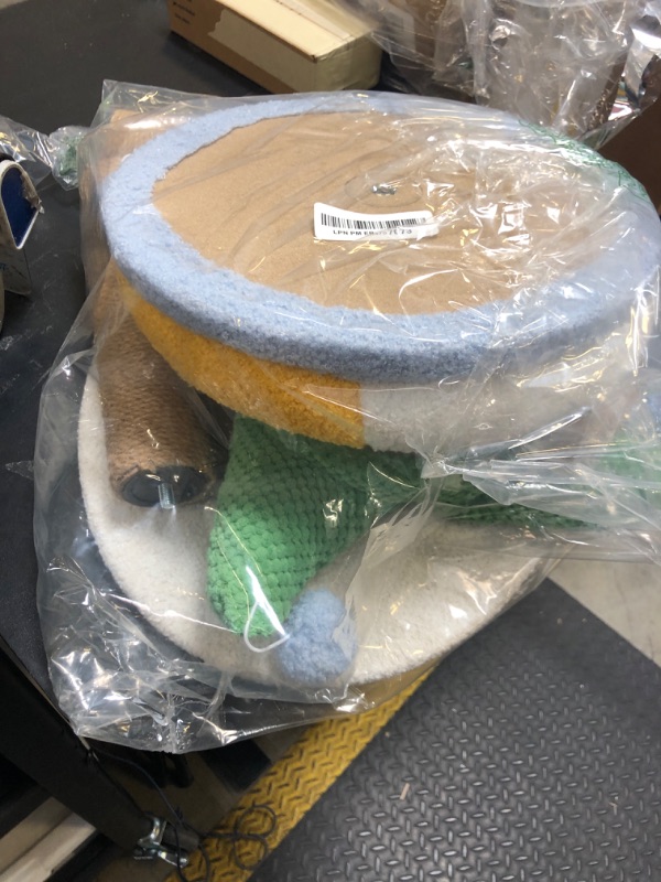 Photo 1 of Cat Scratching Post Cat Tree Kitten Toys Kitten Scratcher Sisal Scratch Posts with Cat Bed and 4 Hanging Ball 27in Tall for Kittens or Smaller Cats