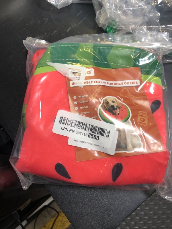 Photo 1 of Dog Cone Collar for Small Medium Large Dogs for After Surgery, Pet Inflatable Neck Donut Collar Soft Protective Recovery Cone for Dogs and Cats - Alternative E Collar Does not Block Vision - Red,L