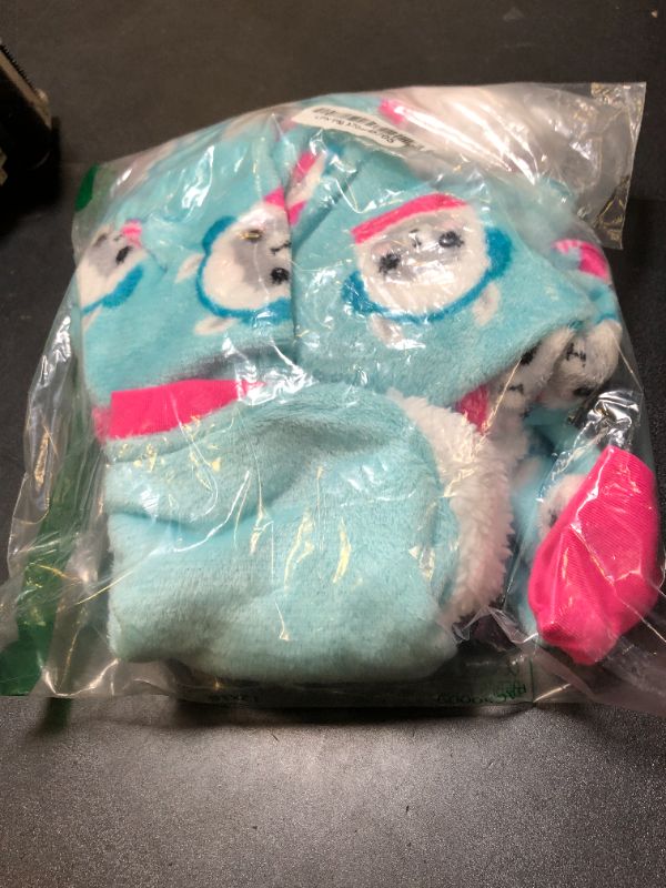 Photo 1 of Girls 2-Piece Pajama Set Kids Sleepwear, Long Sleeve Top and Long Pants PJ Set, Aqua Llama, S