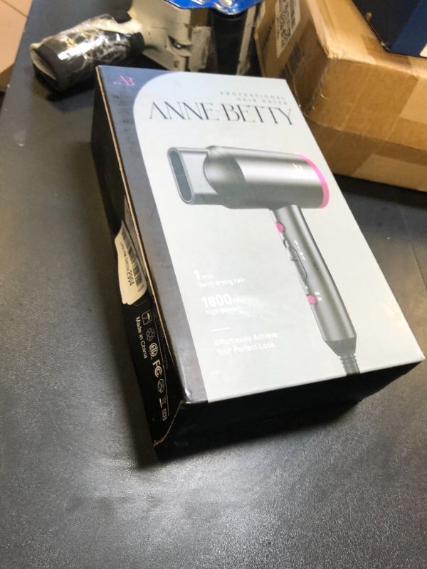 Photo 1 of ANNE BETTY Ionic Hair Dryer with Diffuser, Powerful 1800W Blow Dryer for Women & Men, Fast-Drying Hair Dryer with Nozzle for Home, Salon, Travel