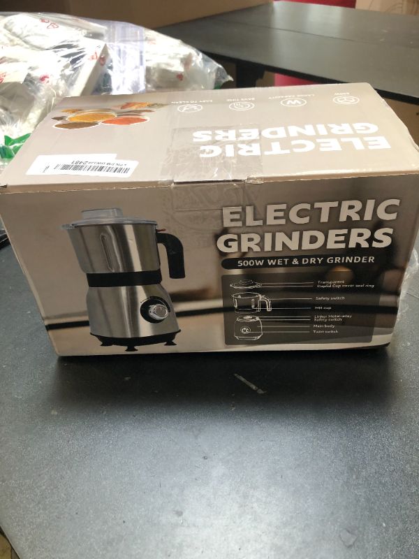 Photo 1 of Versatile Kitchen Grinder | 500W Electric Mill | Grinds Spices, Nuts, Grains, Coffee | 3 Stainless Steel Blades | Wet & Dry Use (Green)

