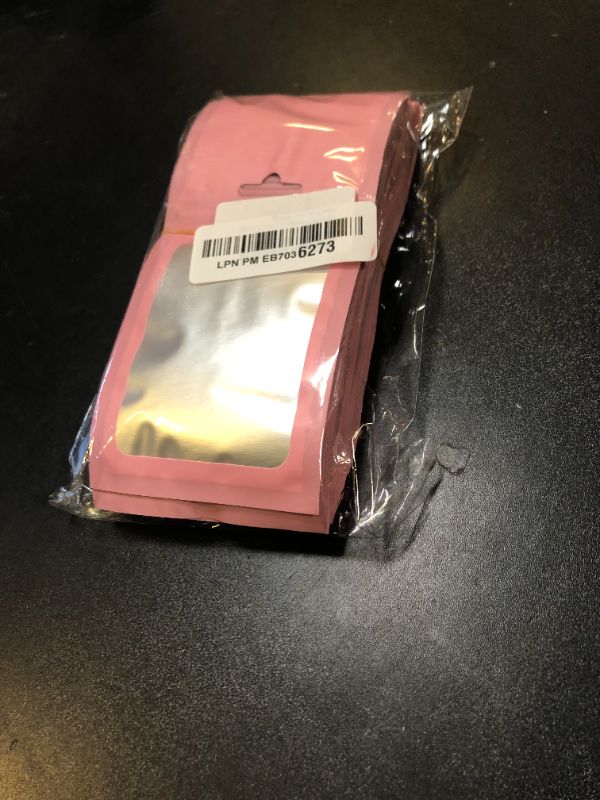 Photo 1 of 100 Pieces Resealable Mylar Bags with Zipper and Clear Window Smell Proof Packaging Bags Foil Pouch Zip Bag for Food Self Sealing Storage Supplies (Pink, 3.14x5.11 inches)