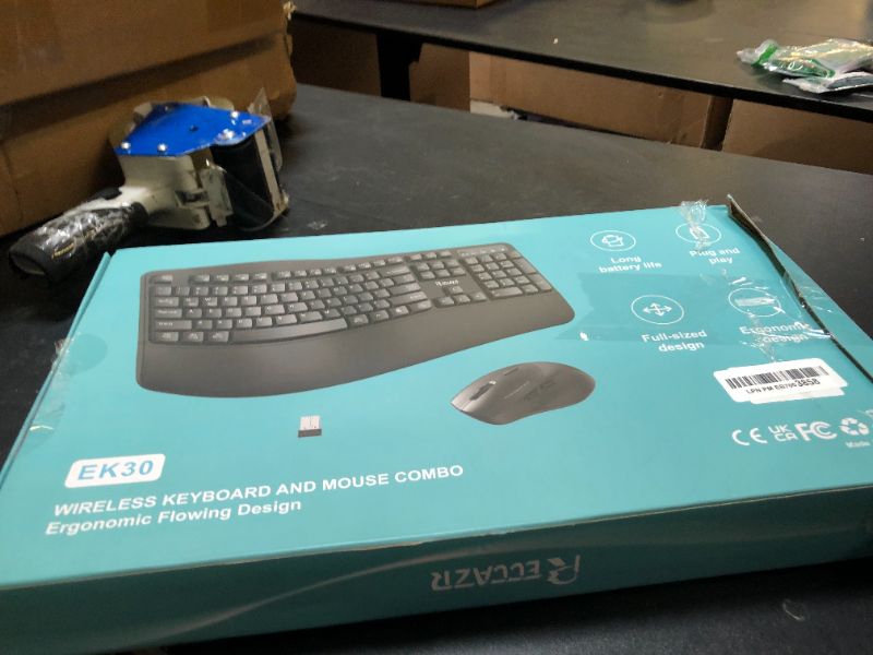 Photo 1 of Ergonomic Wireless Keyboard and Mouse Combo, Wave Keys Keyboard with Wrist Rest for Natural Typing, 3 DPI Adjustable Ergonomic Silent Mouse for Computer/Laptop/Windows/Mac (Black)