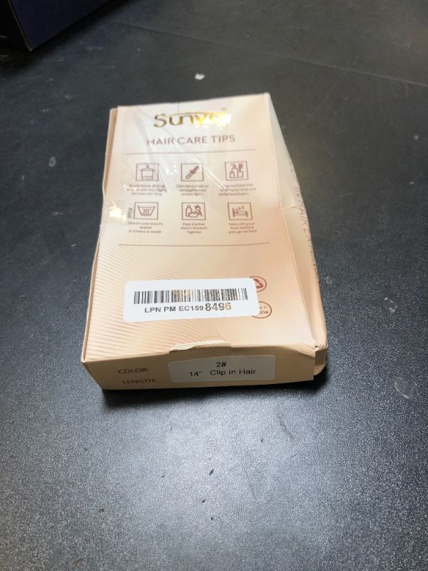 Photo 1 of Sunya Clip in Hair Extensions Real Human Hair Dark Brown Human Hair Clip in Extensions Double Weft Brown Human Hair Clip ins Straight Hair Extensions Clip ins 14 Inch #2 8Pcs/110g