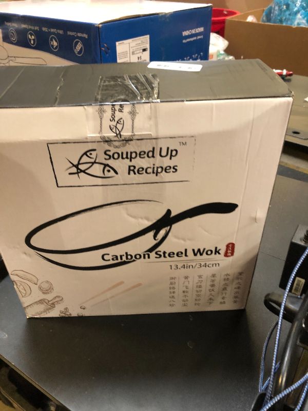 Photo 1 of Souped Up Recipes 13.4 Inch Carbon Steel Wok For Electric, Induction and Gas Stoves (Lid, Spatula and User Guide Video Included)