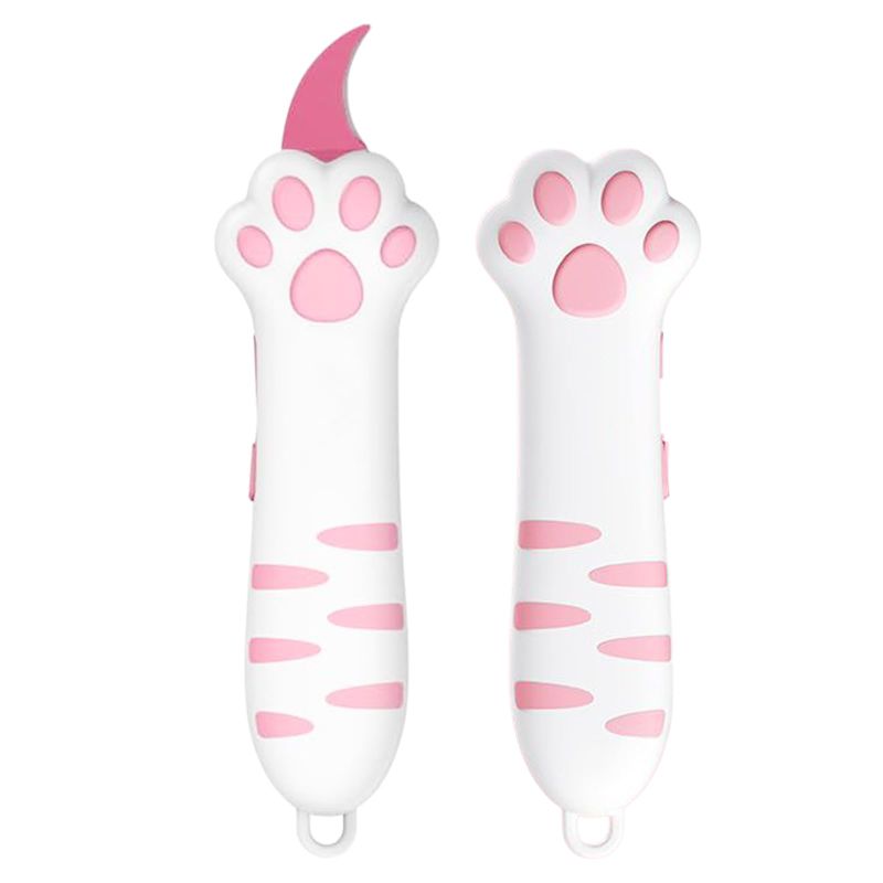 Photo 1 of Cat Paw Box Cutter, SKRMISDA Retractable Cat Claw Knife, Portable Cute Paper Cutter, Carton Sealing Tape Opener for Women, Safe Unpacking Tool(Pink)