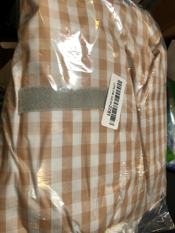Photo 1 of Cute Gingham Picnic Blanket, Waterproof Foldable, in Large 80x60in and Extra Large 80x80in, Portable Compact Beach Blanket, Oversized XL Outdoor Mat (Tan, X-Large)