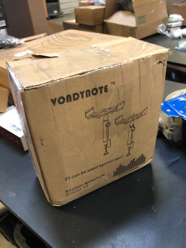 Photo 1 of Vondynote Set of 2 Dual Side Clamping Studio Monitor Stands Desktop Clamp Speaker Stands Height Adjustable Against The Wall Extendable Top Plate Mounted by Screws