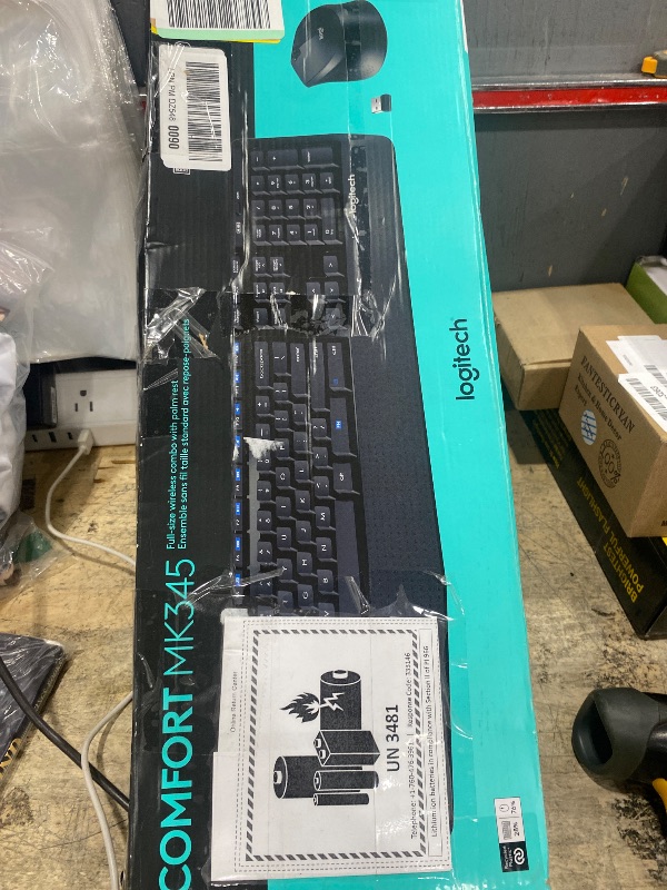 Photo 1 of Logitech MK345 Wireless Keyboard and Mouse Combo with Palm Rest, 2.4 GHz USB Receiver, Compatible with PC, Laptop, Black