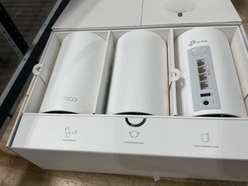 Photo 1 of *UNABLE TO TESTED*TP-Link ???? BE63 Tri-Band WiFi 7 BE10000 Whole Home Mesh System - 6-Stream 10 Gbps, 4x2.5G Ports Wired Backhaul, 4x Smart Internal Antennas, VPN, MU-MIMO, HomeShield, Free Expert Support (3-Pack)