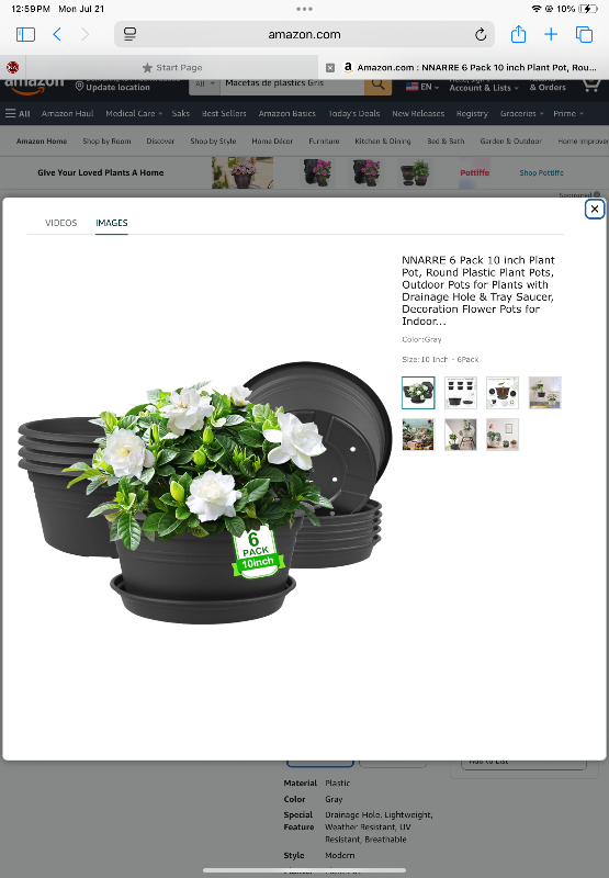 Photo 1 of  4 Pack 10 inch Plant Pot, Round Plastic Plant Pots, Outdoor Pots for Plants with Drainage Hole & Tray Saucer, Decoration Flower Pots for Indoor Plants Home Garden Outdoor Planters (Grey)