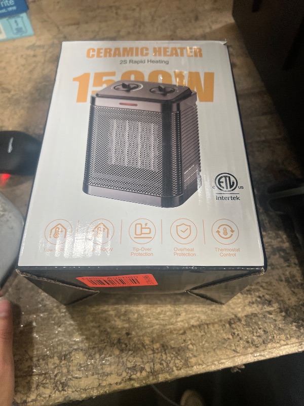 Photo 1 of 1500W Small Space Heater for Indoor Use, PTC Ceramic Space Heater with Thermostat, 3 Modes, Safety Quiet Heating, Multiple Protection, Portable Heater for Office Room Desk Use