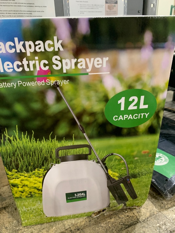 Photo 1 of 3.2 Gallon Battery Powered Backpack Sprayer, Upgraded Electric Back Pack Sprayer with 3 Spray Force, Battery Indicator, Rechargeable Handle, 41" Telescopic Wand, 5 Mist Nozzles, for Lawn and Garden