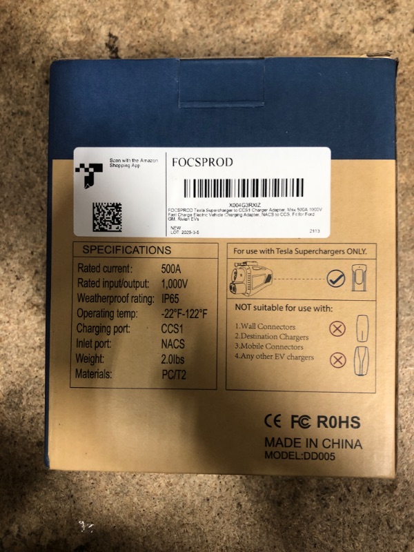 Photo 1 of 2025 Upgraded for Tesla Supercharger to CCS1 Charger Adapter, Max 500A 1000V Fast Charge NACS to CCS Electric Vehicle Charging Adapter Compatible with Tesla Supercharger, Fit for Rivian,Ford,GM EVs
