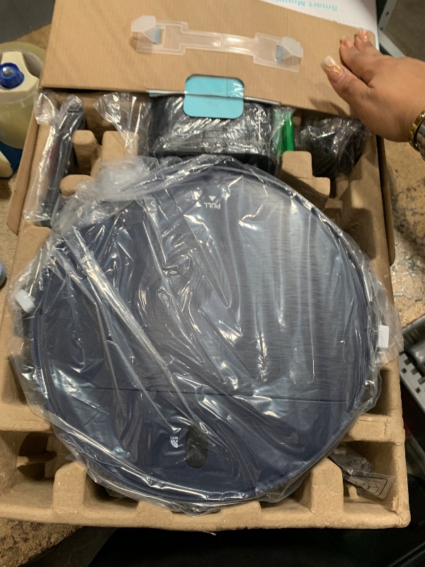 Photo 1 of SHELIKI Robot Vacuum and Mop, 2-in-1 Robotic Vacuums Cleaner with Smart Max Strong Suction, WiFi/App/Alexa Voice Control, Obstacle Avoidance, for Pet Hair, Carpets and More - Blue