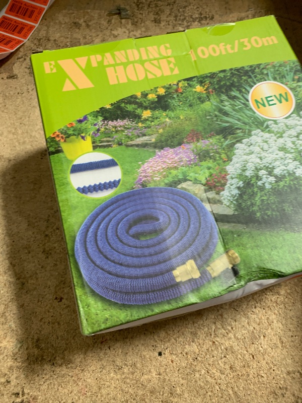 Photo 1 of 100 ft Expandable Garden Hose with 10 Spray Nozzle - 4 -Layer Latex Core - Heavy Duty Superior Strength 3750D - 100ft Expanding Water Hose - Extra Strong Brass Connectors/Storage Bag
