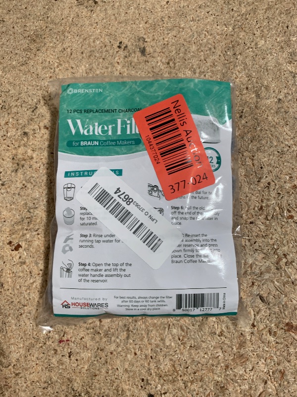 Photo 1 of 12-Pack Replacement Charcoal Water Filters for Braun Coffee Makers - Fits All Braun BrewSense Drip Series Coffee Machines