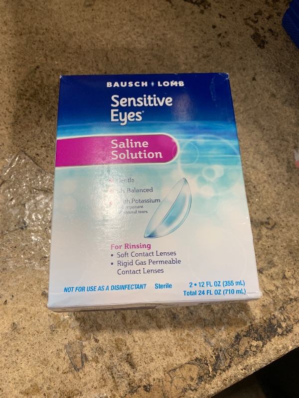 Photo 1 of Bausch + Lomb Sensitive Eyes Saline Solution, Gentle Daily Rinse for Soft & Gas Permeable Contact Lenses, with Potassium, 12 Fl Oz (Pack of 2)