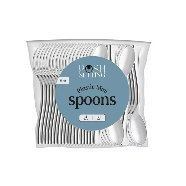 Photo 1 of ******COLOR IS FARK GREY*********
Posh Setting 4 Inch Mini Plastic Silver Tasting Spoon - 80 Count
