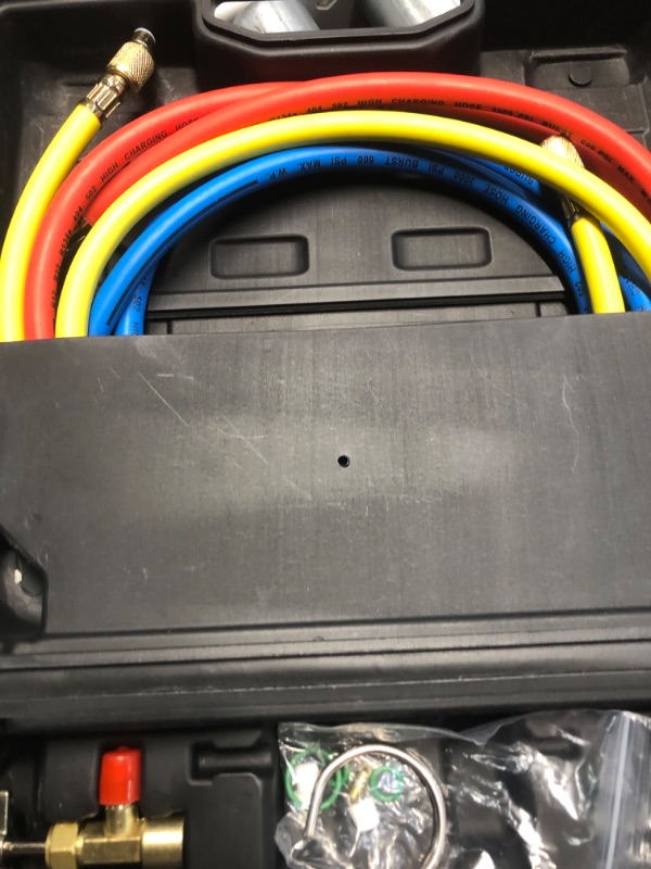 Photo 1 of (used)(incomplete)(please see all images) VEVOR 4 Way AC Gauge - AC Manifold Gauge Set for R134A R22 R12 R410A Refrigerant