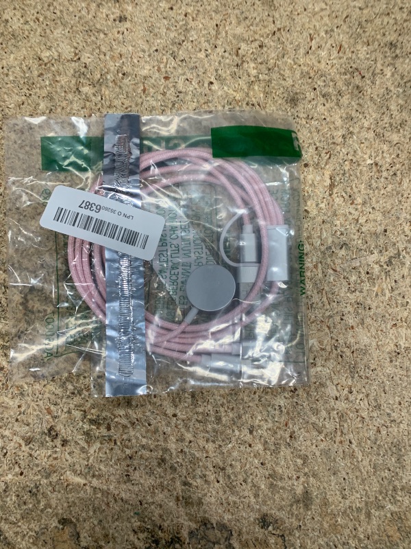Photo 1 of 1Pack Multi Fast Charging Cable for Apple Watch Charger,iPhone Charger,[3-in-2 Travel Essentials]USB A/Type C/Lightning Cable for iWatch Ultra/SE/10-2,iPhone 16-11,Galaxy S25-21,Airpods,iPad-4FT Pink